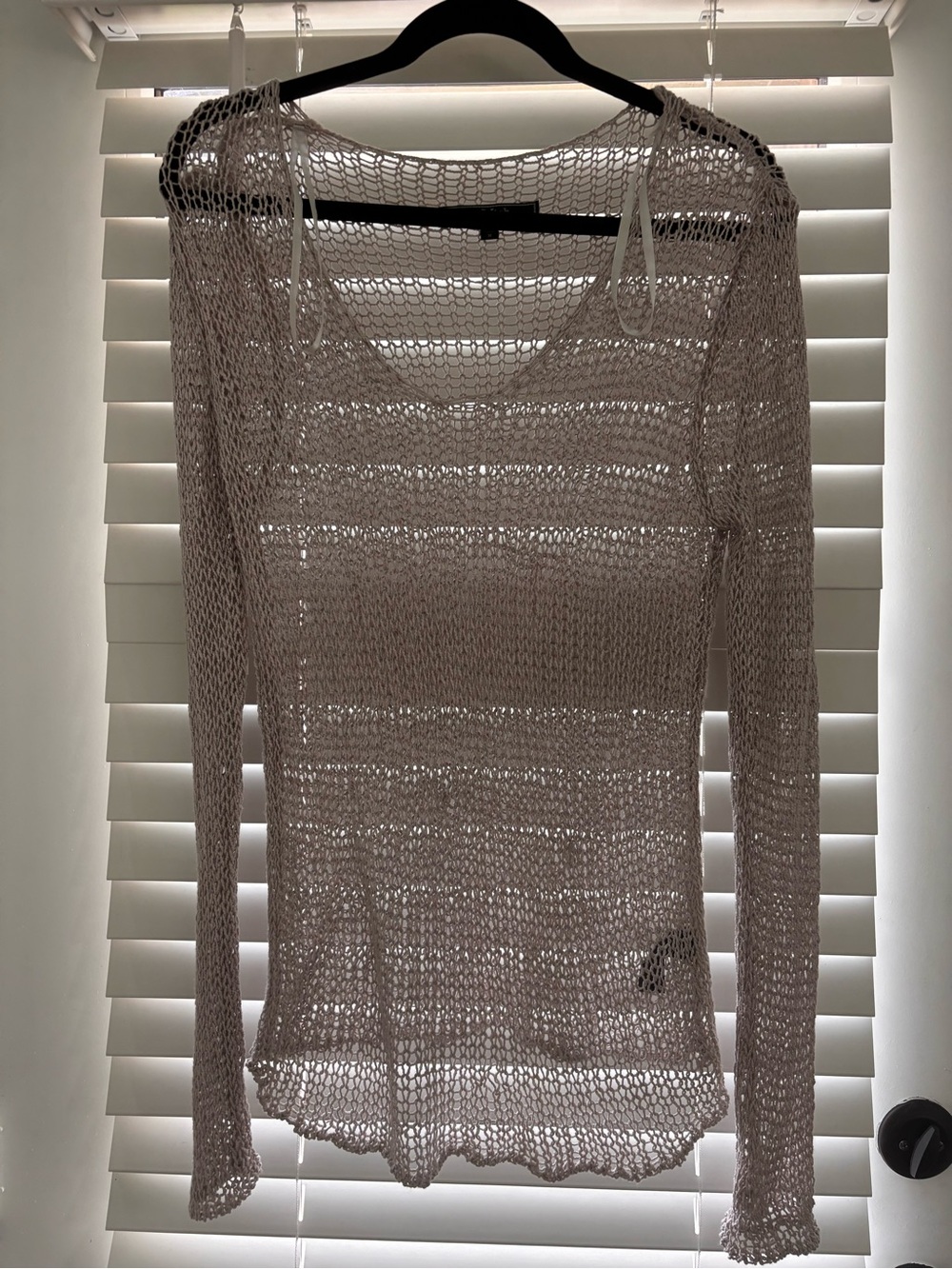 Love Stitch Cream Open Knit Long Sleeve Top